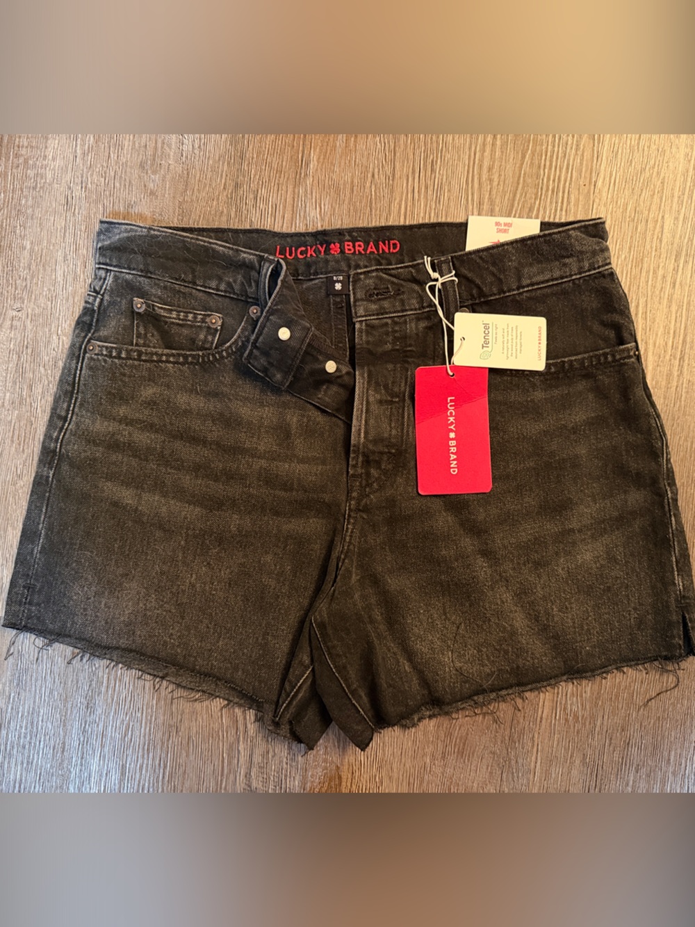 Lucky Brand Black Washed Cropped Denim Shorts